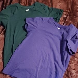 Lands' End Women's Short Sleeve Tees in Green and Purple